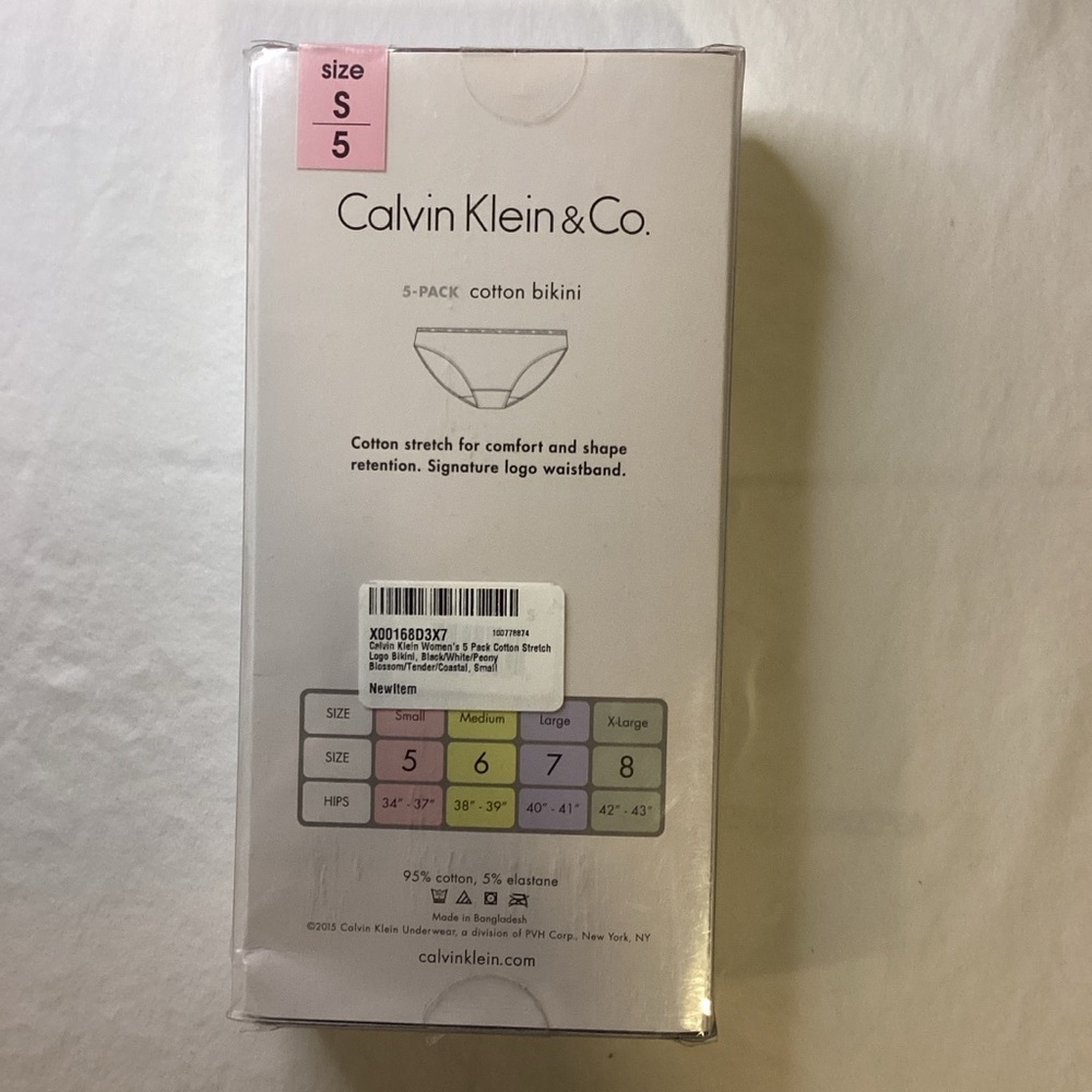 Calvin Klein New in box. Multicolor Cotton 5 Pack Bikini Szs 5/S, 6/M, 7/L, 8/XL - Picture 2 of 4